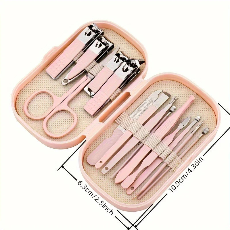 A Set of 14pcs Stainless Steel Manicure And Pedicure Tools, Featuring Modern Style Concave Edge Nail Clippers And Grooming Tools, Including A Portable Storage Box - A Unisex Odorless Nail Care Kit